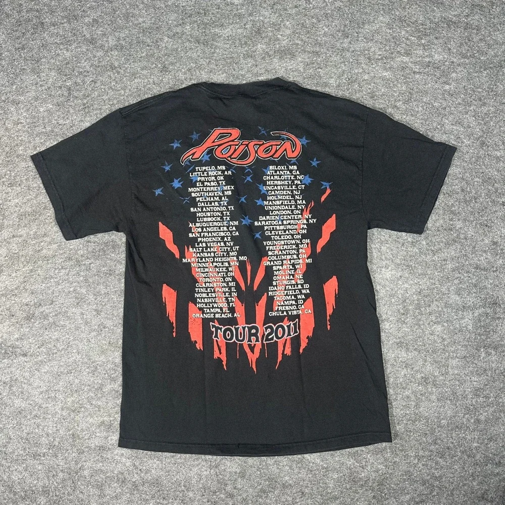 Poison Something To Believe In Tour 2011 Band T Shirt Mens Large Black - Picture 4 of 16